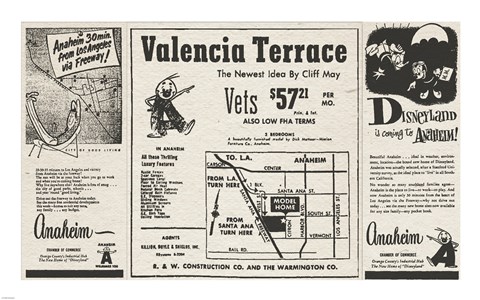 Framed 1950 Andy Anaheim Newspaper Ads Print