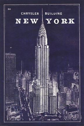 Framed Blueprint Map New York Chrysler Building Print