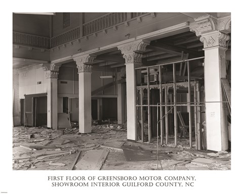 Framed First Floor of Greensboro Motor Company Guilford County, NC Print