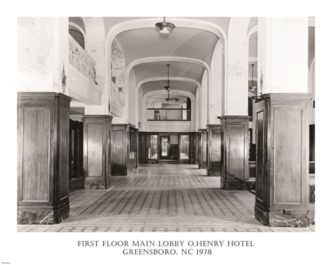 Framed First Floor Main Lobby O. Henry Hotel Greensboro NC 1978 Print