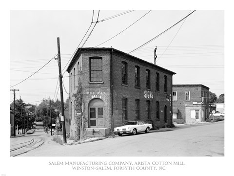Framed Salem Manufacturing Company, Arista Cotton Mill, Winston-Salem, Forsyth County, NC Print