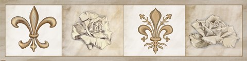 Framed Fleur 4 Panel II Print