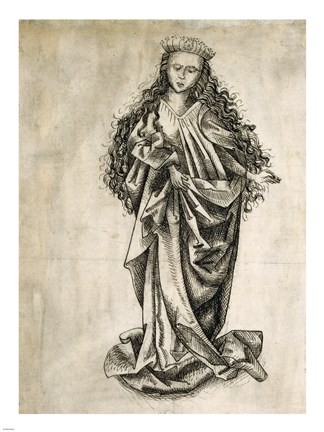 Framed Standing Female Saint Print