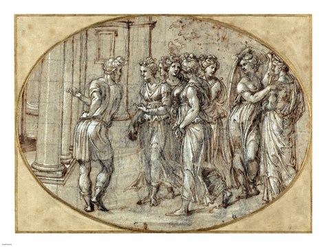 Framed Odysseus and the Daughters of Lycomedes Print