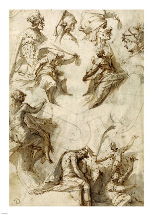 Framed Studies of Figures and Architecture Print