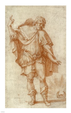 Framed Study of a Male Figure Print