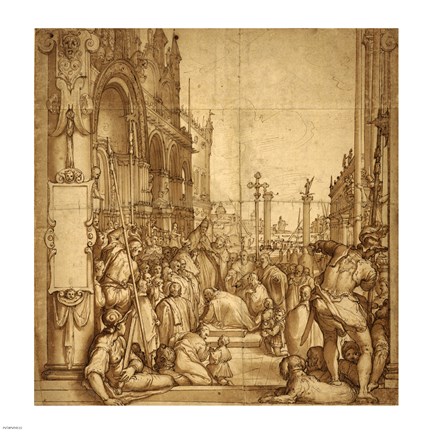 Framed Submission of the Emperor Frederick Barbarossa to Pope Alexander III Print