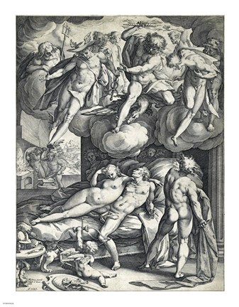 Framed Venus and Mars Surprised by Vulcan Print