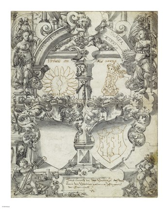 Framed Design for a Marriage Window with the Seasons Spring and Summer Print