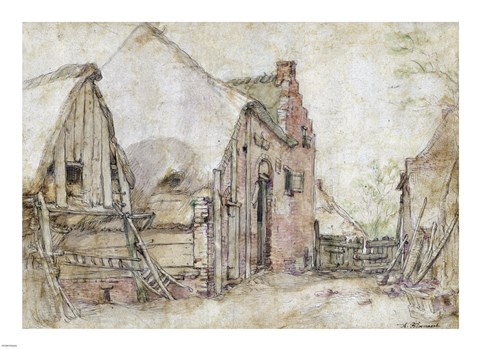 Framed View of a Farm Courtyard Print