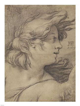 Framed Bust of an Angel Print