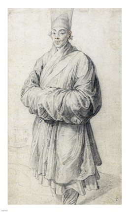 Framed Man in Korean Costume Print