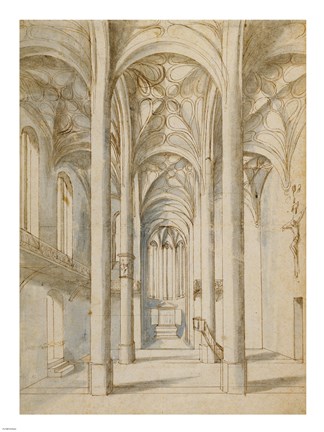 Framed Interior of a Gothic Church Print