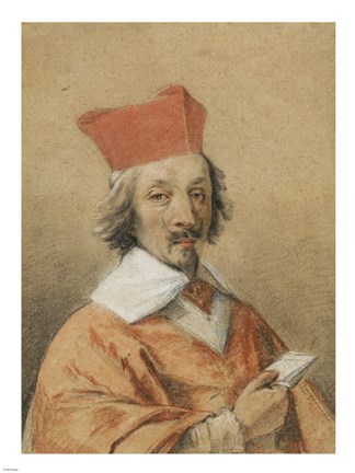 Framed Portrait of Armand-Jean du Plessis, Cardinal de Richelieu Print