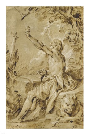 Framed Saint Jerome Hearing the Trumpet of the Last Judgement Print