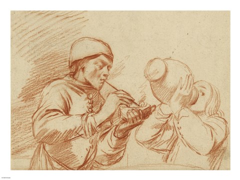 Framed Studies of a Man Smoking and a Man Drinking Print