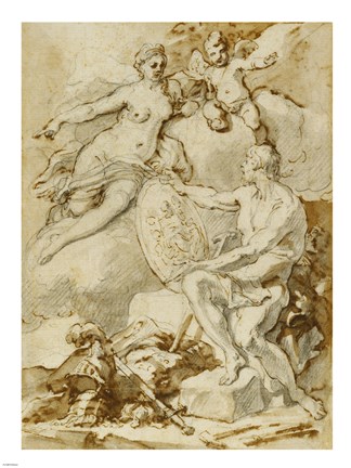 Framed Venus Receiving from Vulcan the Arms of Aeneas Print