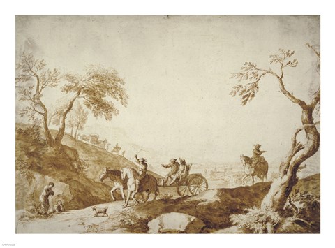 Framed Landscape with Travelers Print