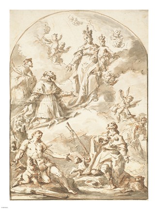 Framed Crowned Madonna and Child in Glory Print