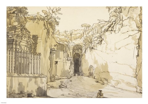 Framed Entrance to the Grotto at Posilipo Print