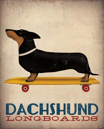Framed Dachshund Longboards Print