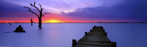 Framed Lake Charm Blue Print