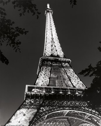 Framed Eiffel Tower at Night Print