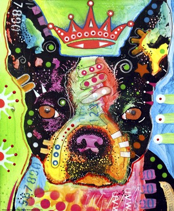Framed Boston Terrier Crowned Print