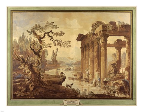 Framed Landscape with Ruins Print