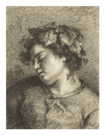 Framed Head of a Sleeping Bacchante Print