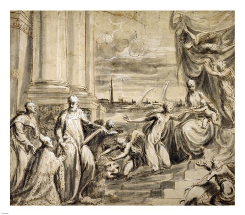 Framed Mystic Marriage of Saint Catherine with Saints and a Doge Print