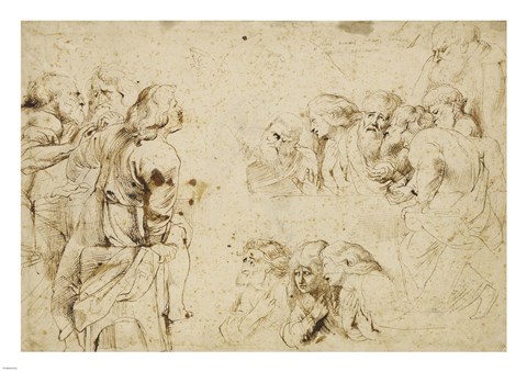 Framed Three Groups of Apostles in a Last Supper Print