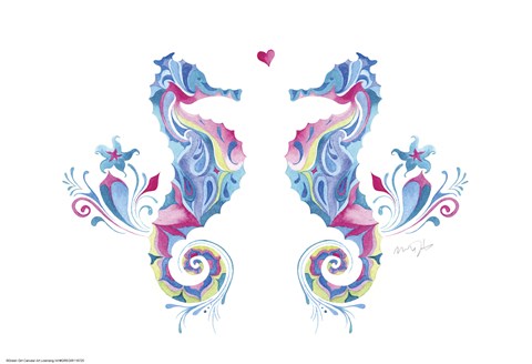 Framed Sea Horses in Love Print