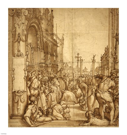 Framed Submission of the Emperor Frederick Barbarossa to Pope Alexander III Print