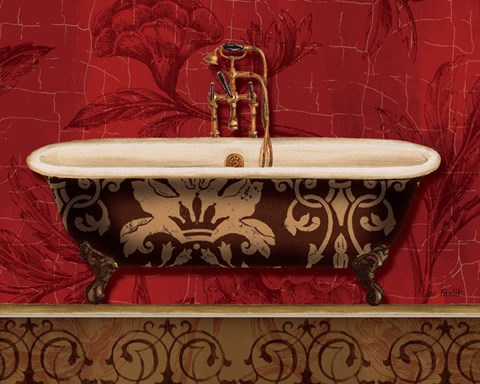 Framed Royal Red Bath I Print