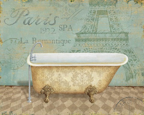 Framed Voyage Romantique Bath I Print