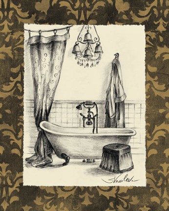 Framed Elegant Bath II Print
