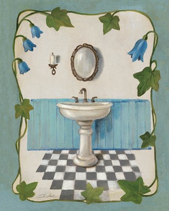 Framed Bell Flower Bath II on Ivory Print