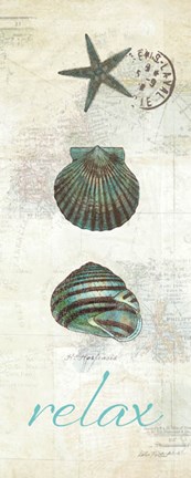 Framed Touch of Blue Shells I Print