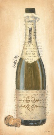 Framed Bubbly Champagne Bottle Print