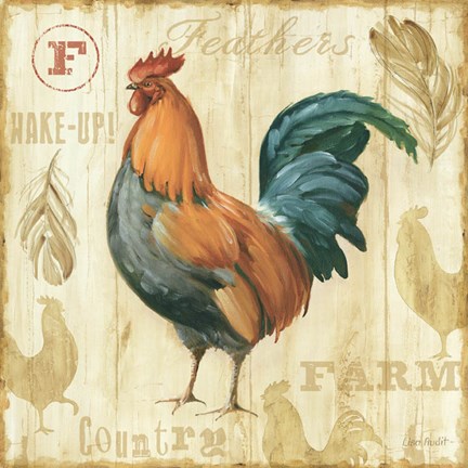 Framed Joli Rooster II Print