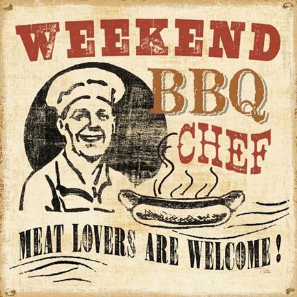 Framed Weekend BBQ Chef Print