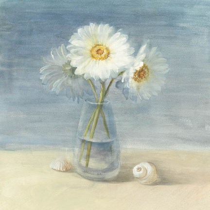 Framed Daisies and Shells Print
