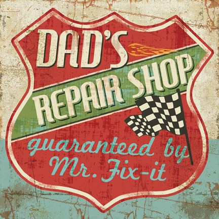 Framed Mancave IV - Dads Repair Shop Print