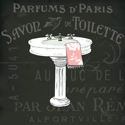 Framed Chalkboard Bath I Print