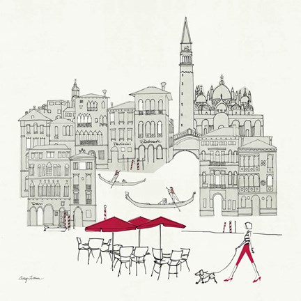 Framed World Cafel IV - Venice Red Print