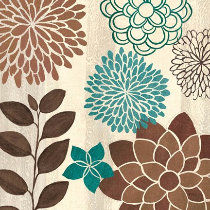 Framed Abstract Garden Blue I Print