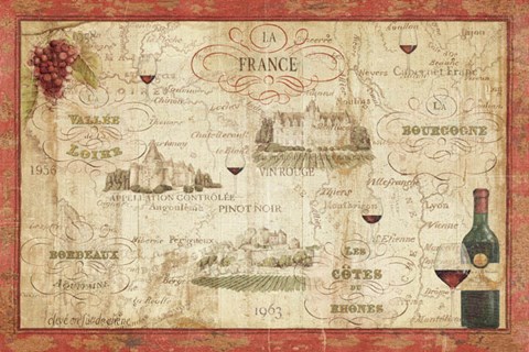 Framed Wine Map Print