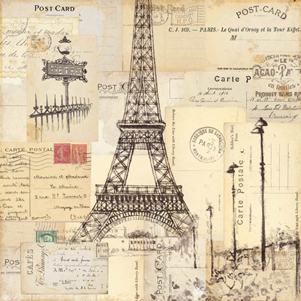 Framed Paris Collage II Print