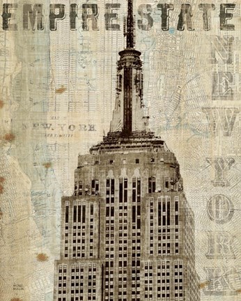 Framed Vintage NY Empire State Building Print